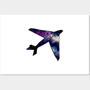 Watercolor Outer Space and Airplane Posters and Art